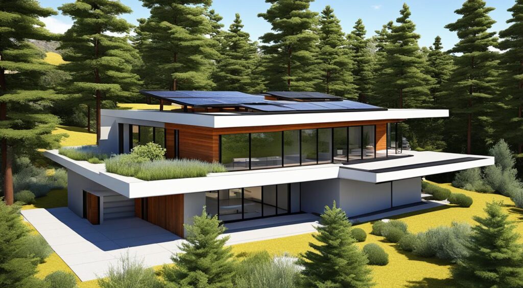 Casa moderna com telhado aparente sustentável Casa moderna com telhado aparente sustentável
