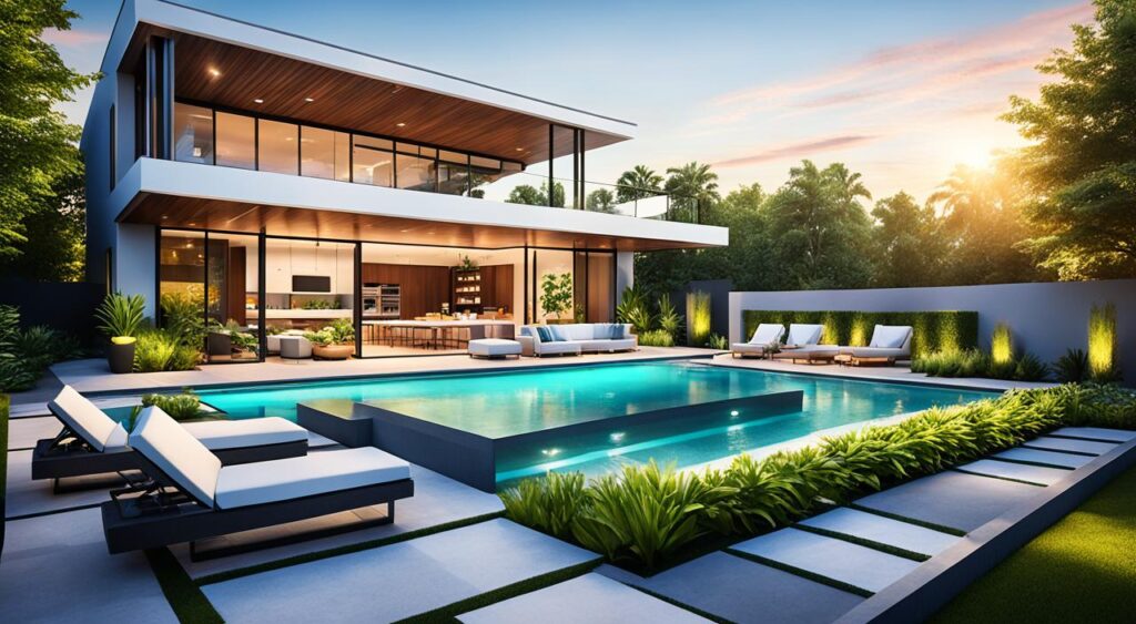 Paisagismo moderno em casa com piscina Paisagismo moderno em casa com piscina